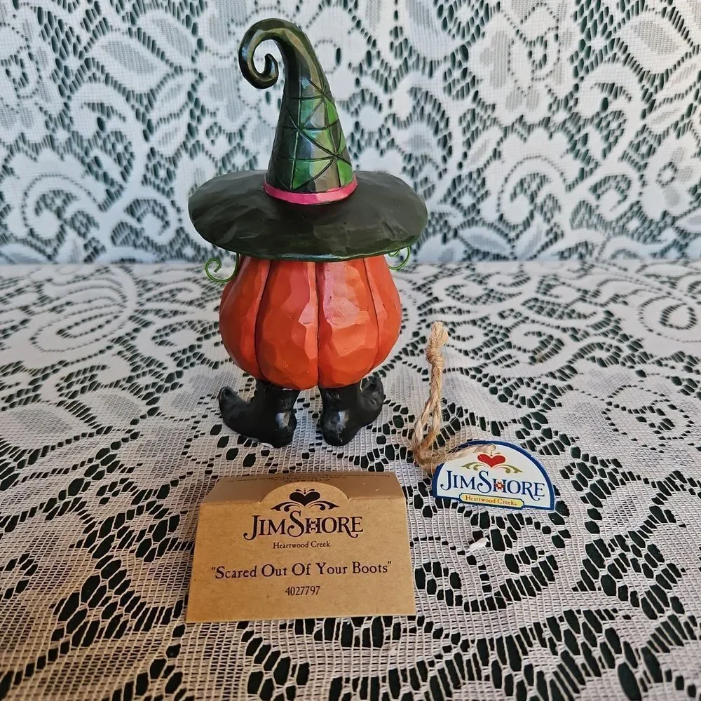 Jim Shore Orange Pumpkin with Green Witch Hat